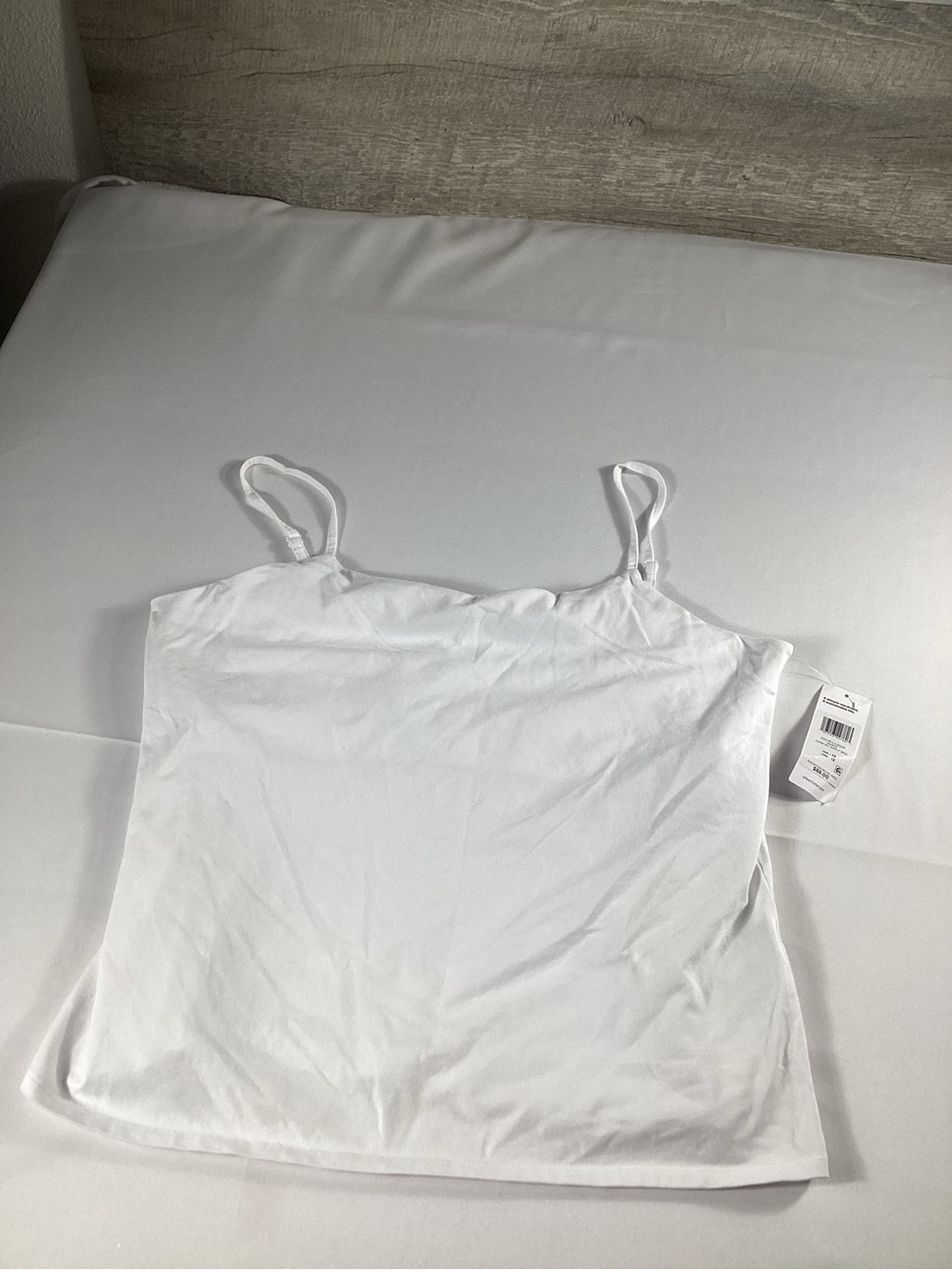 Eileen Fisher Women’s 1X White Cotton Camisole Tank Top Built-In Shelf Bra new